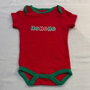 Festive Red and Green Short Sleeve One Piece with HoHoHo Design